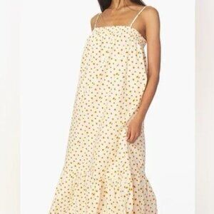 NWT Revolve WeWoreWhat Smocked COTTON POPLIN MIDI DRESS in Ditsy Daisies Size S